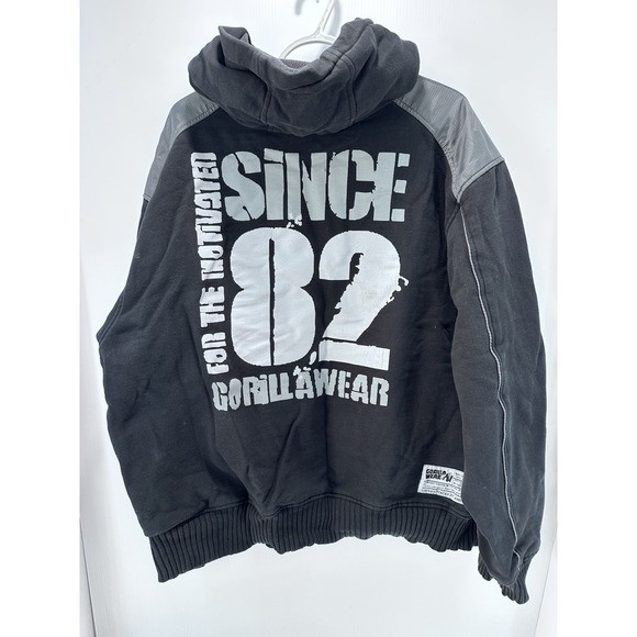Gorilla Wear Mens XXL Hoodie Full Zip Bodybuilding Weight‎ Lifting Heavy Duty - Picture 3 of 10